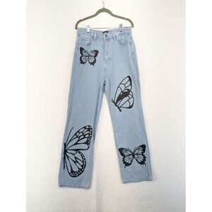 Simple Society Pants Women's Blue Denim Jeans Butterflies Butterfly Cotton‎ 7/28